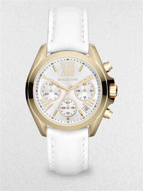 michael kors watches white leather band